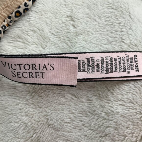 Victorias Secret Sz 32D Bra Leopard Print Plunge Push-Up - Picture 3 of 8